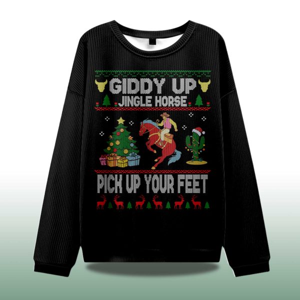 Giddy Up Jingle Horse Pick Up Your Feet Ugly Christmas Sweater 2