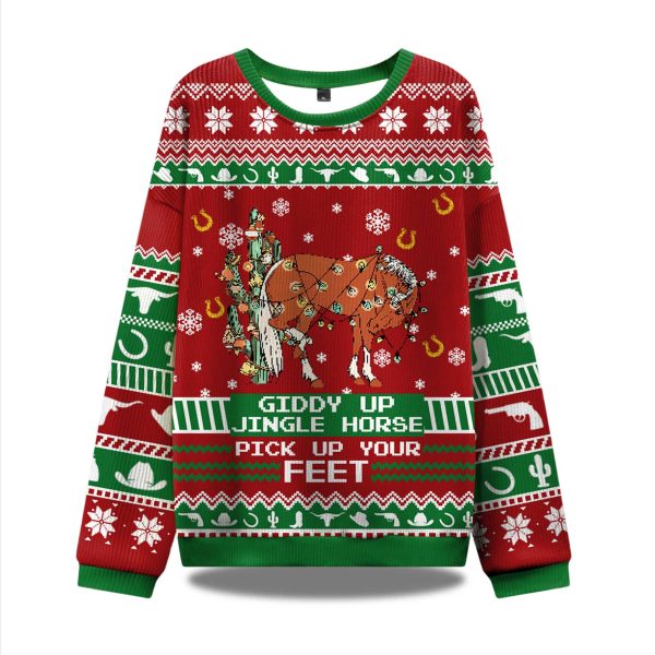 Giddy Up Jingle Horse Ugly Christmas Sweater 1