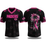 Green Bay Packers Breast Cancer Awareness Month 2025 V-neck Short Sleeve Jersey