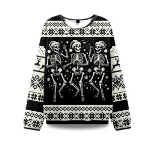 2025 Skeleton Dance Ugly Christmas Sweater 1