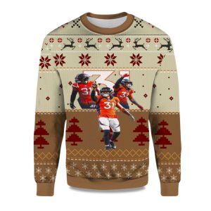 2025 Justin Simmons Denver Broncos Ugly Christmas Sweater 1