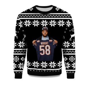 2025 Darnell Wright Chicago Bears Ugly Christmas Sweater 1