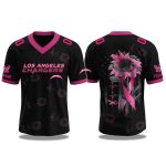 Los Angeles Chargers Breast Cancer Awareness Month Football 2025 V-neck Short Sleeve Jersey