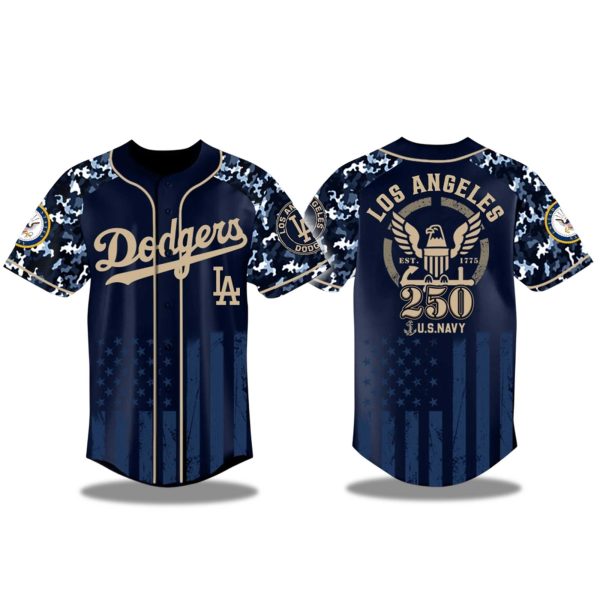 Los Angeles Dodgers US Navy 250th Birthday Baseball Jersey 2025 1