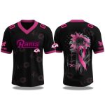Los Angeles Rams Breast Cancer Awareness Month 2025 V-neck Short Sleeve Jersey