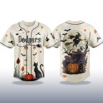 Los Angles Dodgers Haunted Night Black Cat Pumpkin Halloween Jersey 2025