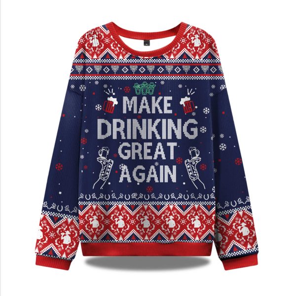 Make Drinking Great Again Ugly Christmas Sweater 1