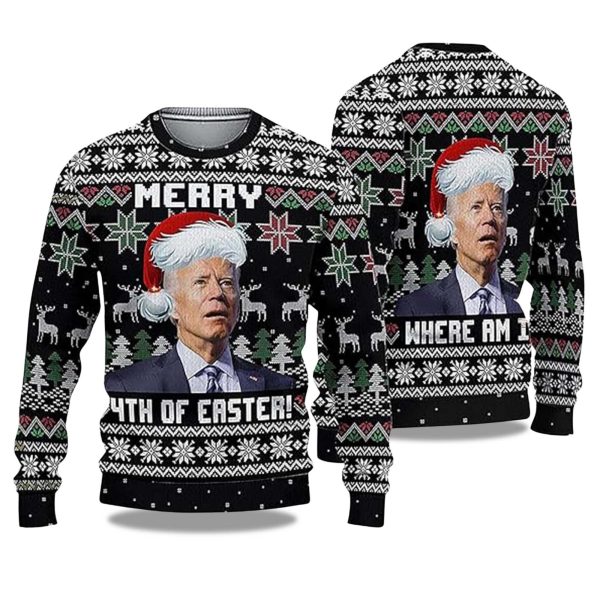 Merry 4th Easter Joe Biden Ugly Christmas Sweater 1