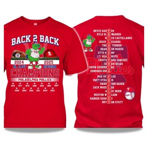 Phillies Back 2 Back 2024 2025 NL East Division Champions 2 Sided Shirt