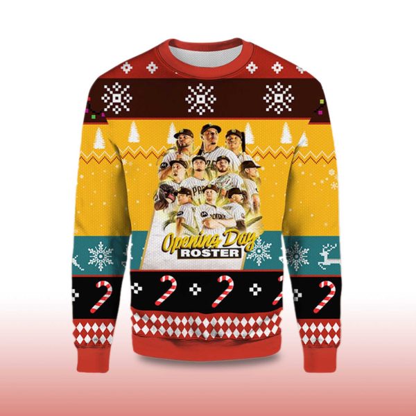 2025 San Diego Padres Opening Day Roster Ugly Christmas Sweater