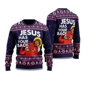 2025 Jesus Has Your Back Ugly Christmas Sweater 1