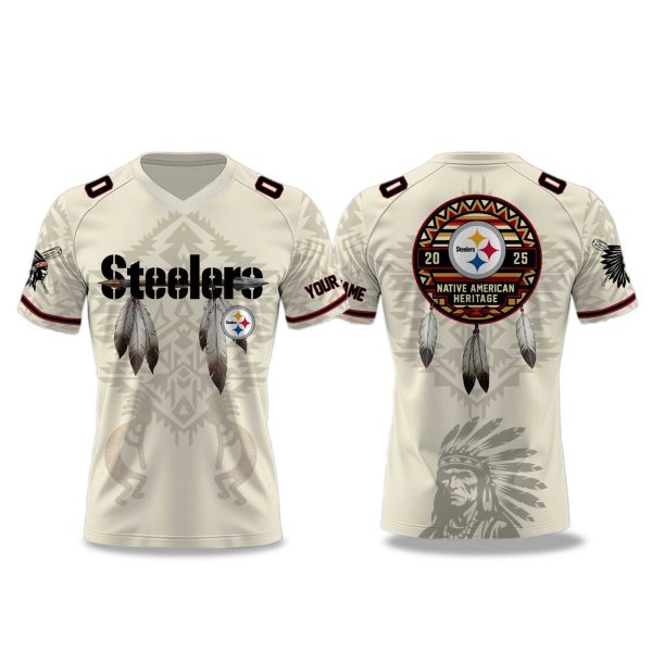 Pittsburgh Steelers Native American Heritage Month V neck Short Sleeve Jersey 2025 1