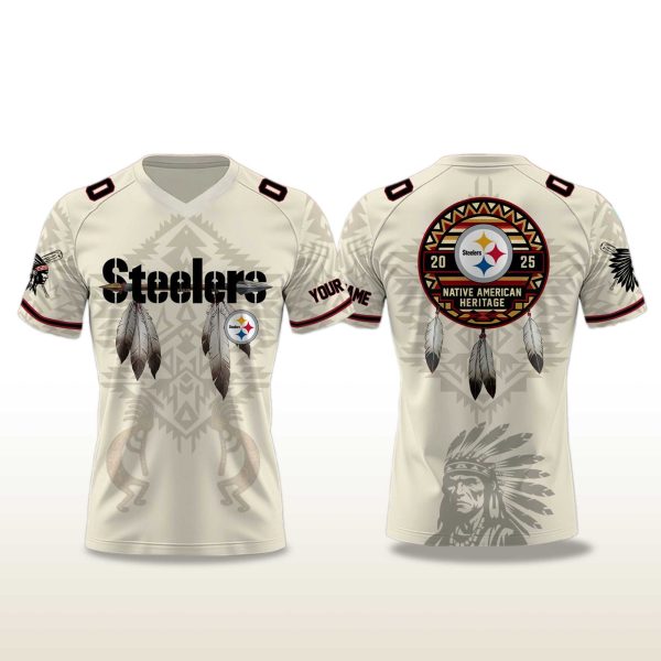 Pittsburgh Steelers Native American Heritage Month V neck Short Sleeve Jersey 2025 2