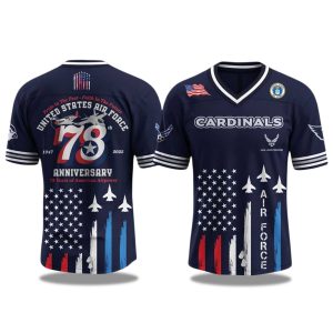 Arizona Cardinals US Air Force Birthday 2025 V neck Short Sleeve Jersey 1