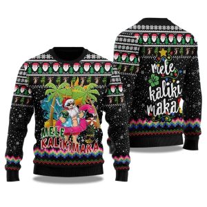 2025 Mele Kalikimaka Santa Claus Ugly Christmas Sweater 1