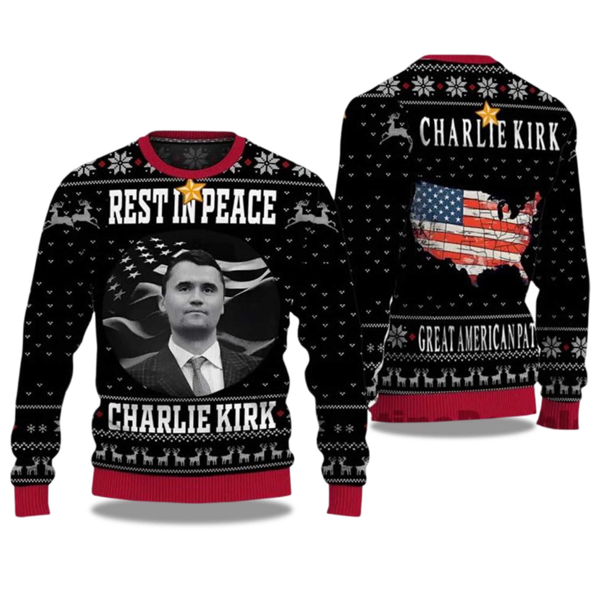 Rest In Peace Charlie Kirk Ugly Christmas Sweater Rest In Peace Charlie Kirk Ugly Christmas Sweater
