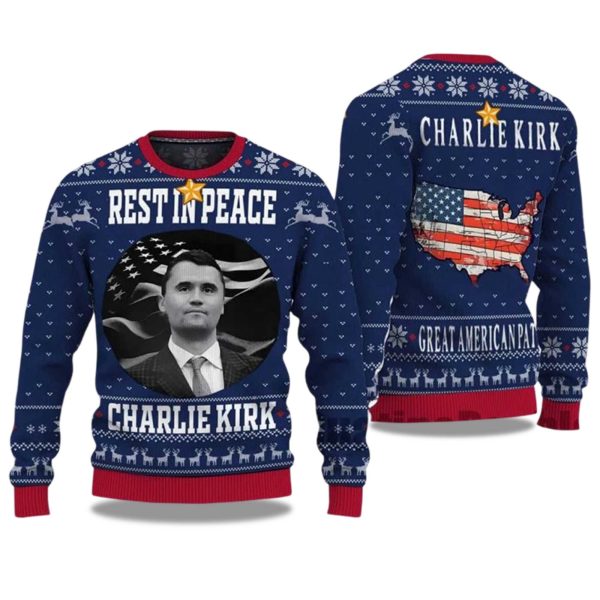 Rest In Peace Charlie Kirk Ugly Christmas Sweater 3