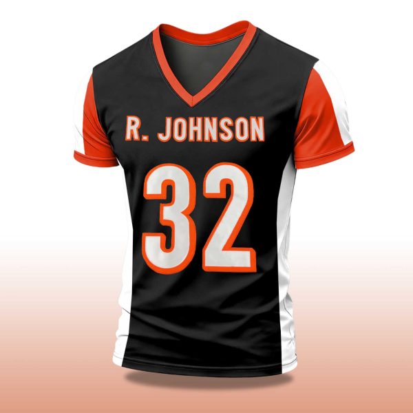 Rudi Johnson Tribute Memorial Football V neck T shirt 2