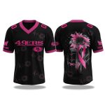 San Francisco 49ers Breast Cancer Awareness Month V-neck Short Sleeve Jersey 2025