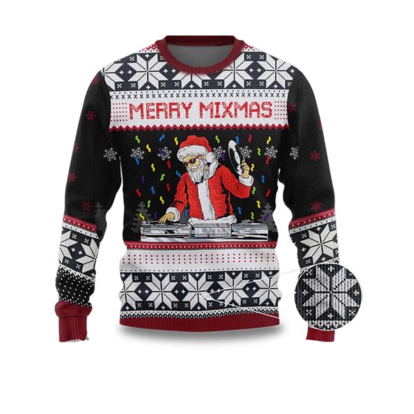 Santa Dj Merry Mixmas Ugly Christmas Sweater 2025 1
