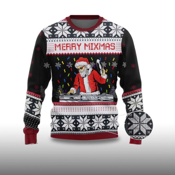 Santa Dj Merry Mixmas Ugly Christmas Sweater 2025 2