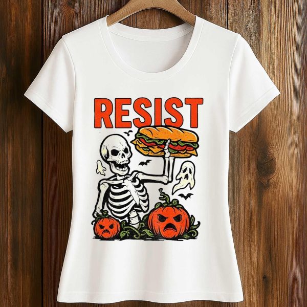 Skeleton Resist Sandwich Ghost Halloween Shirt (2)