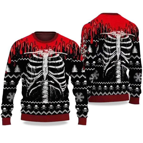 Skeleton Skull Spooky Ugly Sweater Halloween 2025 1