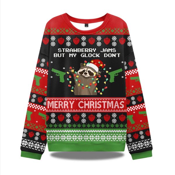 Strawberry Jams But My Glock Dont Merry Christmas Ugly Sweater 1