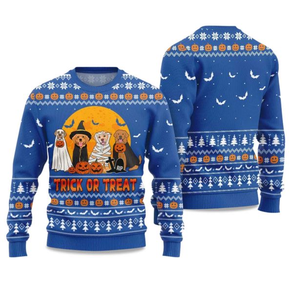 Trick or Treat Dog Halloween Ugly Sweater 1