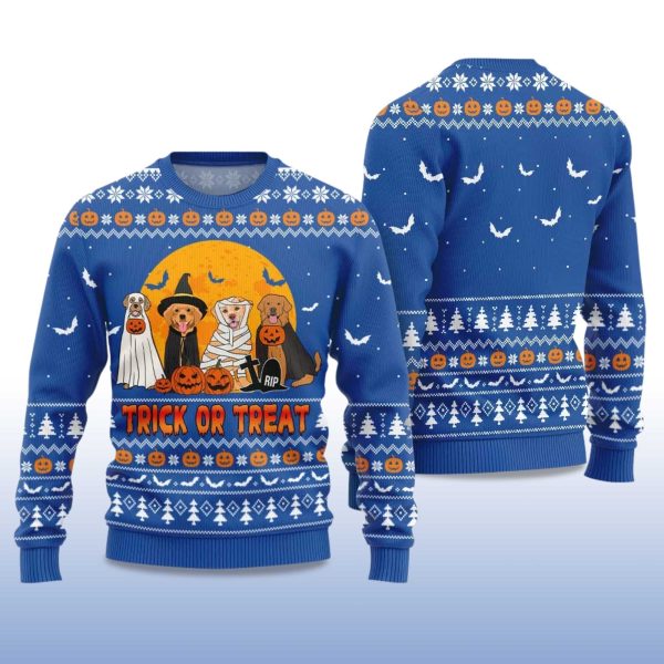 Trick or Treat Dog Halloween Ugly Sweater 2