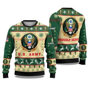 2025 US Army Proudly Served Veterans Ugly Christmas Sweater 1