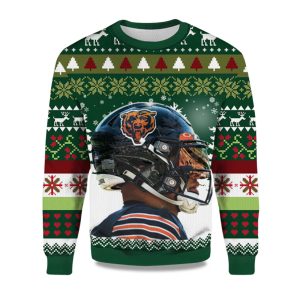2025 Helmet Chicago Bears Ugly Christmas Sweater 1