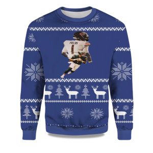 2025 Justin Fields Chicago Bear Down Ugly Christmas Sweater 1