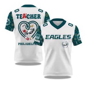 Philadelphia Eagles Teacher Appreciation 2025 V neck Short Sleeve Jersey 1