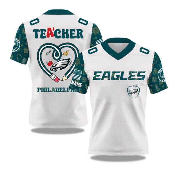 Philadelphia Eagles Teacher Appreciation 2025 V neck Short Sleeve Jersey 1