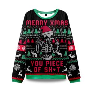 2025 Merry Xmas You Piece Of Sht Ugly Christmas Sweater 1