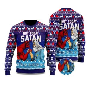 2025 Jesus Not Today Satan Ugly Christmas Sweater 1