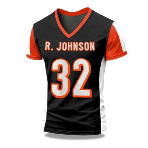 Rudi Johnson Tribute Memorial Football V neck T shirt 1
