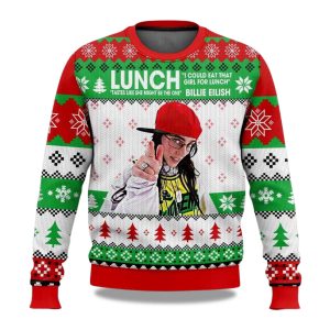2025 Billie Eilish I Could Eat That Girl For Lunch Christmas Ugly Sweater 1