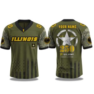 Illinois Fighting Illini 250 U.S. ARMY Football 2025 V neck Short Sleeve Jersey
