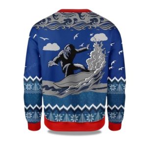 2025 Bigfoot Surfing Christmas Ugly Sweater 1