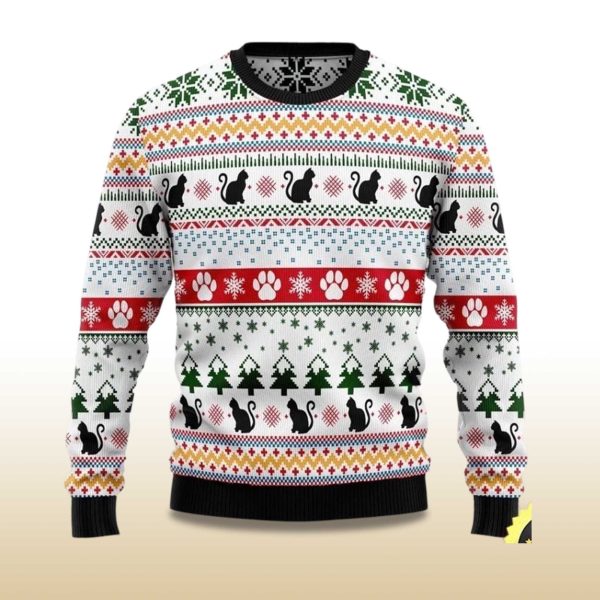 2025 Black Cat Ugly Christmas Sweater 2