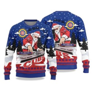 Chicago Cubs DJ Santa Ugly Christmas Sweater 2025 1