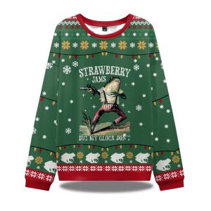 Strawberry Jams But My Glock Dont Frog Ugly Christmas Sweater 1