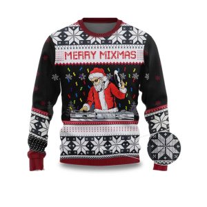 Santa Dj Merry Mixmas Ugly Christmas Sweater 2025 1