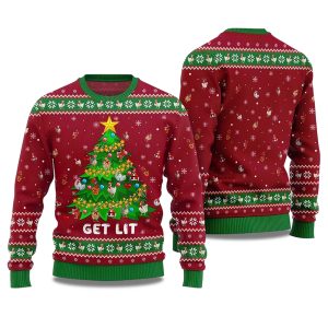 2025 Get Lit Chicken Ornament On Christmas Tree Ugly Christmas Sweater 1