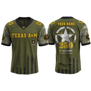 Texas AM Aggies x 250 US ARMY V neck Short Sleeve Jersey 2025 1