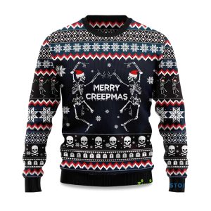 2025 Skeleton Merry Creepmas Ugly Christmas Sweater 1