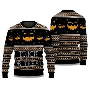 2025 Halloween Trick or Treat Ugly Christmas Sweater 1