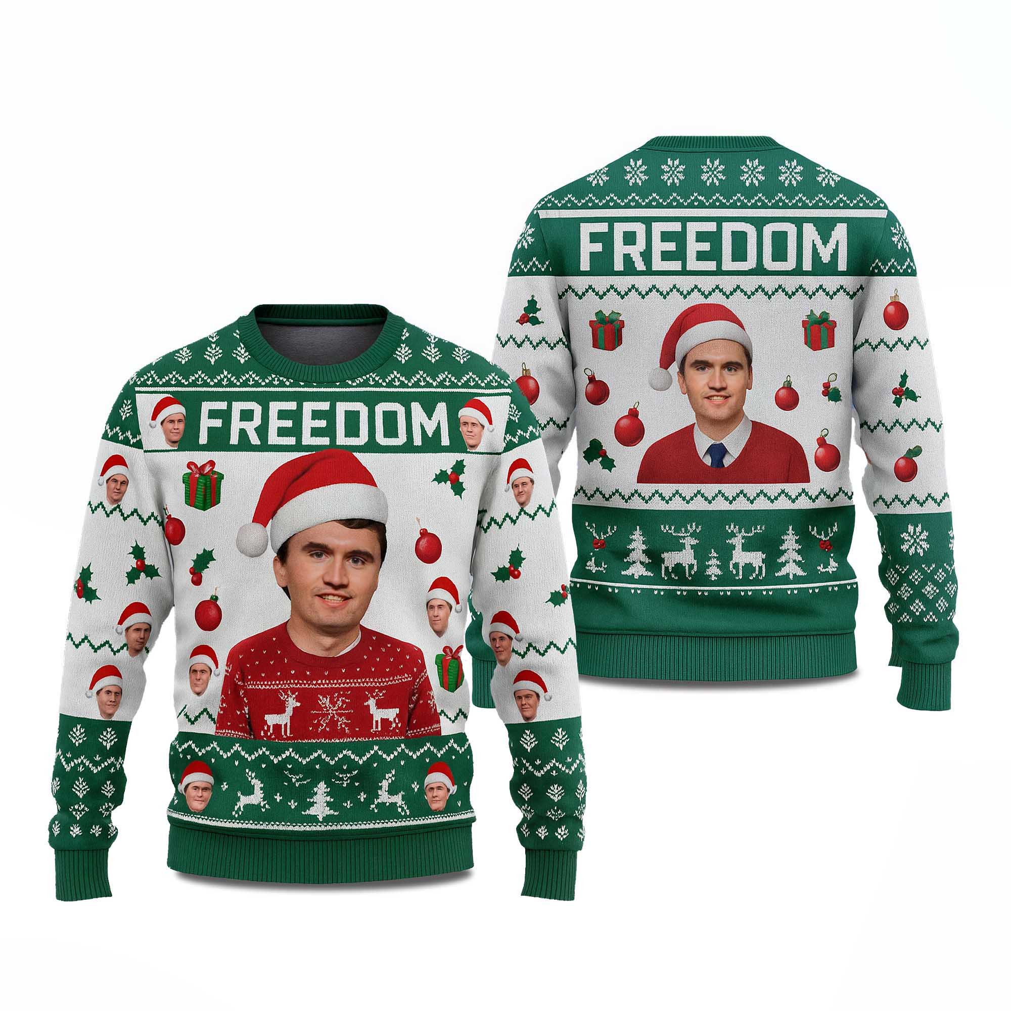Freedom Charlie Kirk Christmas Ugly Sweater Freedom Charlie Kirk Christmas Ugly Sweater